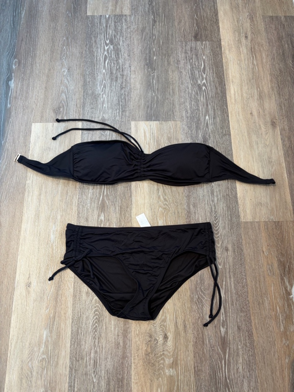 LOFT Black Bandeau Bikini Set with Adjustable Side Ties